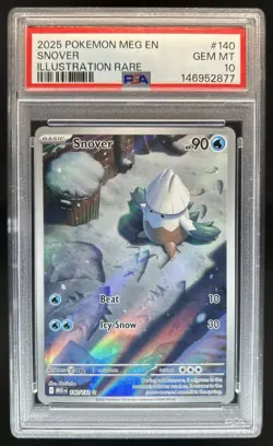 2025 Pokemon Mega Evolution Snover Illustration Rare #140/132 PSA 10 GEM MINT - Image 1
