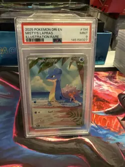 Pokemon TCG SV10 Destined Rivals Misty's Lapras 194/182 IR Holo EN PSA 9 - Image 1