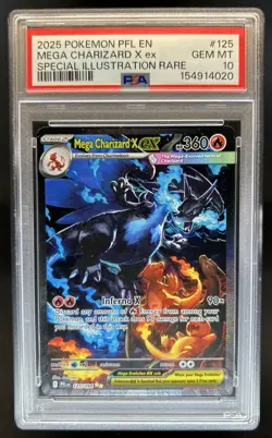 2025 Pokemon PFL Mega Charizard X ex Special Illustration Rare #125/094 PSA 10 - Image 1