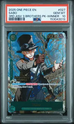 One Piece Sabo 3rd Anniversary 3 Brothers Winner OP09-027 PSA 10 Gem Mint - Image 1