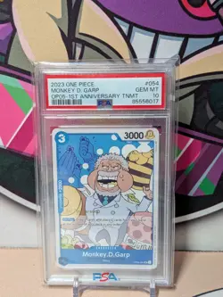 2023 ONE PIECE OP05 First Anniversary Stamped #054 MONKEY D GARP PSA 10 Low PoP - Image 1