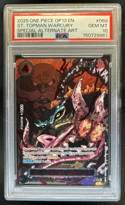 2025 One Piece Carrying On His Will St. Topman Warcury Alt Art #OP13-089 PSA 10 - Image 1