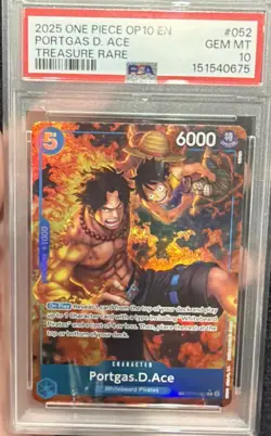 2025 ONE PIECE OP10-ROYAL BLOOD TREASURE RARE #052 PORTGAS D. ACE PSA 10 - Image 1