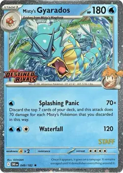 Pokemon Misty's Gyarados 049 Holo Destined Rivals Prerelease STAFF NEAR MINT - Image 1