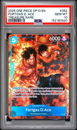 One Piece Portgas D Ace Treasure Rare OP10 OP08-052 PSA 10 Gem Mint - Image 1