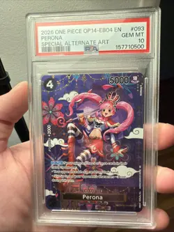 One Piece OP14 The Azure Sea's Seven EB04 #093 Perona SP Alternate Art PSA 10 - Image 1