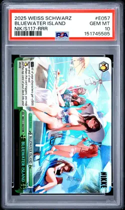 2025 WEISS SCHWARZ GODDESS OF VICTORY: NIKKE RRR #E057 BLUEWATER ISLAND PSA 10 - Image 1