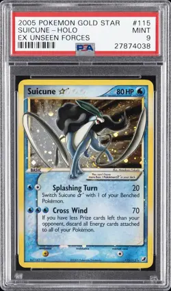 2005 POKEMON EX UNSEEN FORCES GOLD STAR #115 SUICUNE-HOLO PSA 9 - Image 1