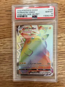 2020 Pokemon TCG Vivid Voltage Rainbow Pikachu Secret Rare PSA 10 - Image 1