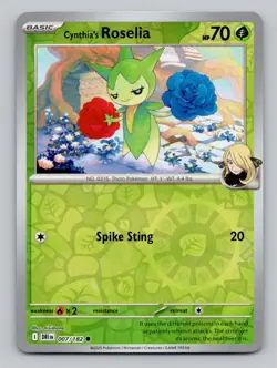 Reverse Holo Cynthia's Roselia #007/182 Common SV10: Destined Rivals Pokemon - Image 1