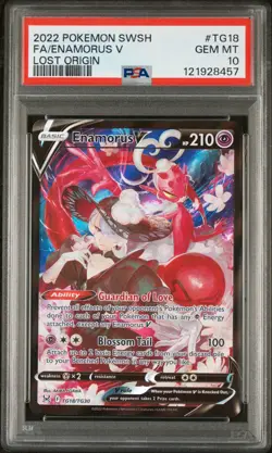 2022 POKEMON SWORD & SHIELD LOST ORIGIN #TG18 FA/ENAMORUS V LOST ORIGIN PSA10 - Image 1