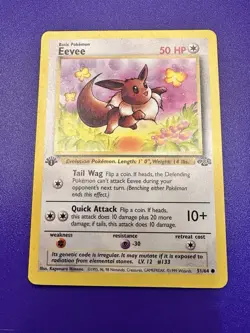 1ST EDITION EEVEE 51/64 JUNGLE BASE SET VINTAGE 1999 POKEMON TCG - Image 1