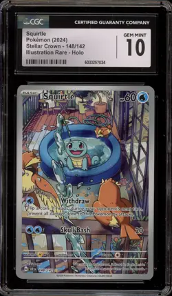 Pokemon Squirtle Stellar Crown Illustration Rare #148 CGC 10 Gem Mint - Image 1