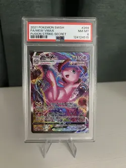 2021 Pokemon Sword & Shield Fusion Strike Secret #269 Full Art Mew VMAX PSA 8 - Image 1