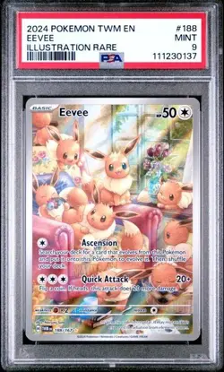2024 POKEMON TWM EN-TWILIGHT MASQUERADE ILLUSTRATION RARE #188 EEVEE PSA 9 - Image 1