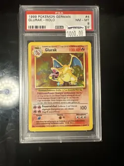 1999 Pokemon German Glurak - Holo PSA 8 NM MT Rare Base Set #4 Vintage WOTC TCG - Image 1