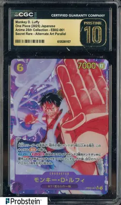 2025 One Piece Japanese Anime 25th Collection Monkey D Luffy SR Alt Art CGC 10 - Image 1