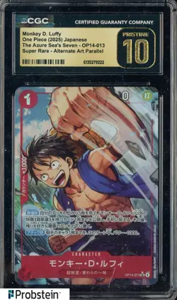 2025 One Piece Japanese Azure's Sea's Seven Monkey D. Luffy SR Alt Rare CGC 10 - Image 1