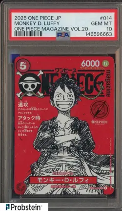 Auction #4 2025 One Piece JPN One Piece Magazine Vol.20 Monkey D Luffy PSA 10 - Image 1