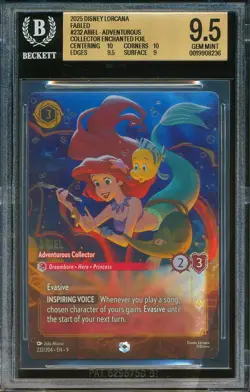 BGS 9.5 2025 Disney Lorcana ARIEL Collector ENCHANTED #232 EN Fabled NEW LABEL - Image 1