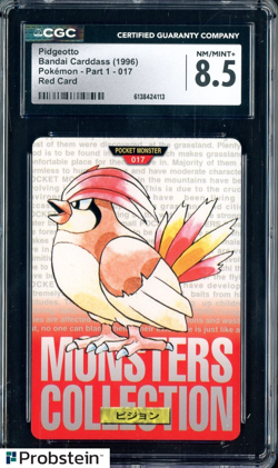 1996 Pokemon Vintage Bandai Carddass Part 1 #17 Red Card Pidgeotto CGC 8.5 Mint+ - Image 1