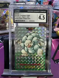 Golem Bandai Carddass 1996 Pokemon – Part One – #076 Green Card – Prism Holo - Image 1