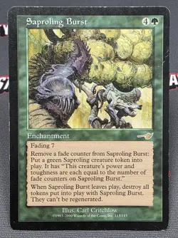 MTG Saproling Burst- DAMAGED -Nemesis Magic the Gathering Card #113 - Image 1