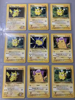 Pokemon TCG VTG Pikachu Lot of 9 Cards Base Set, Jungle Set, Gym Challenge, Neo - Image 1