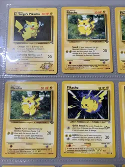 Pokemon TCG VTG Pikachu Lot of 9 Cards Base Set, Jungle Set, Gym Challenge, Neo - Image 2