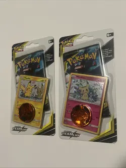 2x Sealed TEAM UP Blister Packs (Pikachu SM162 + Mimikyu SM163) Pokemon Cards - Image 1