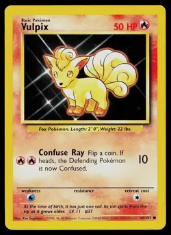 Pokemon Card Base Set Vulpix 68/102 Common 1999-2000 4th Print UK Exclusive - Image 1