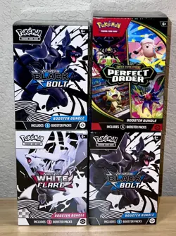 Lot Of 4 Pokemon TCG 2x Black Bolt, White Flare, Perfect Order Booster Bundles - Image 1