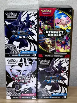 Lot Of 4 Pokemon TCG 2x Black Bolt, White Flare, Perfect Order Booster Bundles - Image 5