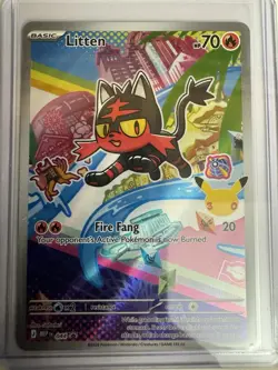 Pokemon TCG Litten Promo Holo McDonald's 2016 #044 Basic Fire HP 70 (2016) - Image 1