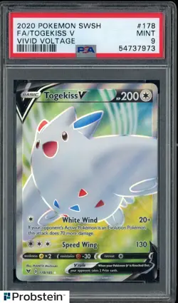 2020 Pokemon SWSH Vivid Voltage #178 Togekiss V fA PSA 9 MINT - Image 1