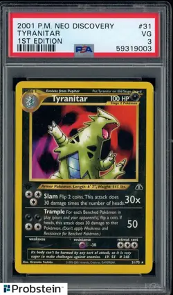 2001 Pokemon Neo Discovery #31 Tyranitar 1st Edition PSA 3 VG - Image 1