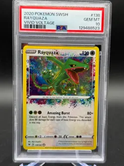 2020 Pokemon SWSH Vivid Voltage Rayquaza 138/185 Holo Amazing Rare PSA 10 - Image 1