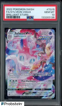 2022 Pokemon SWSH Brilliant Stars #TG15 Sylveon VMAX PSA 10 GEM MINT - Image 1
