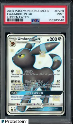 2019 Pokemon Sun & Moon Hidden Fates #SV69 FA/ Umbreon Gx PSA 9 MINT - Image 1