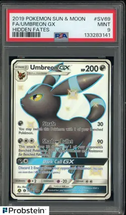 2019 Pokemon Sun & Moon Hidden Fates #SV69 FA/ Umbreon Gx PSA 9 MINT - Image 1