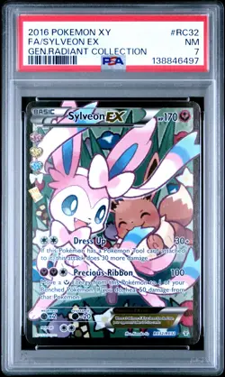 2016 POKEMON XY GENERATIONS RADIANT COLLECTION #RC32 FULL ART/SYLVEON EX PSA 7 - Image 1