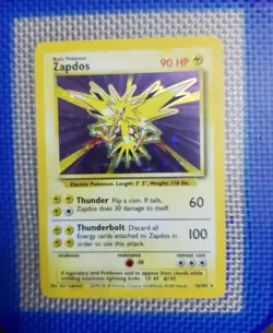 Pokemon TCG Zapdos Base Set Holo Unlimited Rare Card 16/102 - Image 1