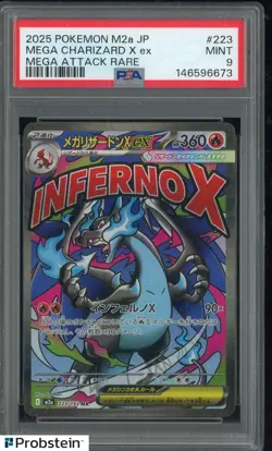 2025 Pokemon Japanese M2a #223 Mega Charizard X ex Mega Attack Rare PSA 9 MINT - Image 1