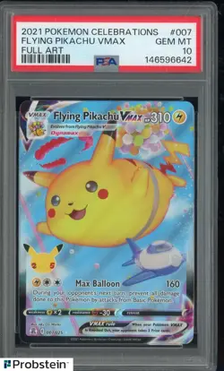 2021 Pokemon Celebrations #007 Flying Pikachu VMAX Full Art PSA 10 GEM MINT - Image 1