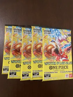 One Piece Adventure On Kami’s Island OP-15 & EB-04 5 Booster Packs Lot English A - Image 1