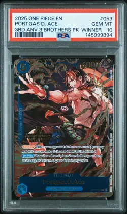 2025 ONE PIECE 3RD ANNIVERSARY TOURNAMENT 3 BROTHERS PACK PORTGAS D. ACE PSA 10 - Image 1