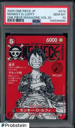 2025 One Piece Magazine Vol.20 Japanese #014 Monkey.D.Luffy PSA 10 GEM MINT - Image 1