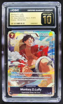 2025 ONE PIECE MONKEY D. LUFFY PROMO P-075 BORDERLESS CGC 10 PRISTINE T PT - Image 1