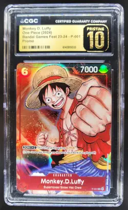 2024 ONE PIECE MONKEY D LUFFY BANDAI GAMES FEST PROMO P-001 CGC 10 PRISTINE T PT - Image 1