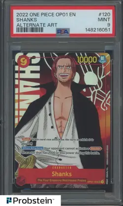 2022 One Piece OP01 EN #120 Shanks Alternate Art PSA 9 MINT - Image 1